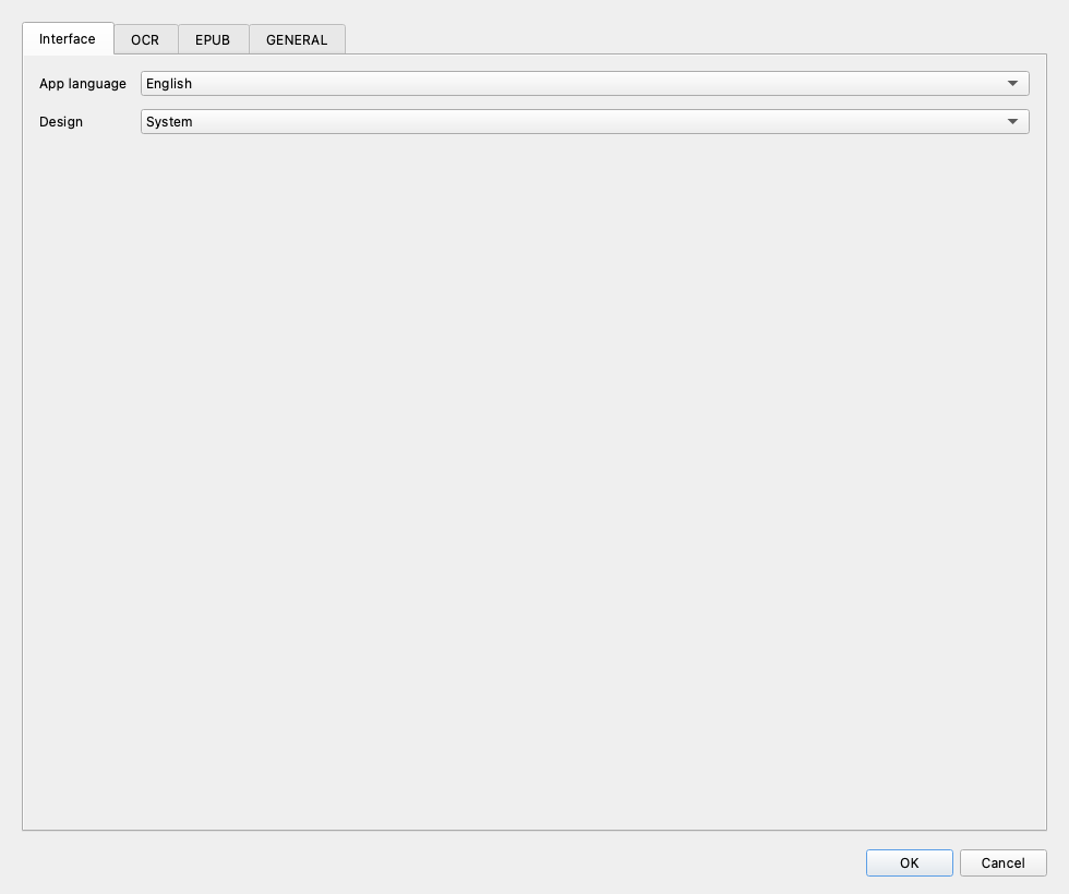 Interface settings in English